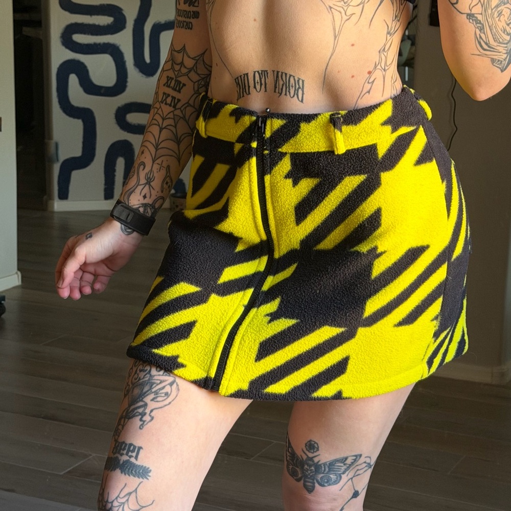 Adidas Women's Bold Yellow and Black Mini Skirt